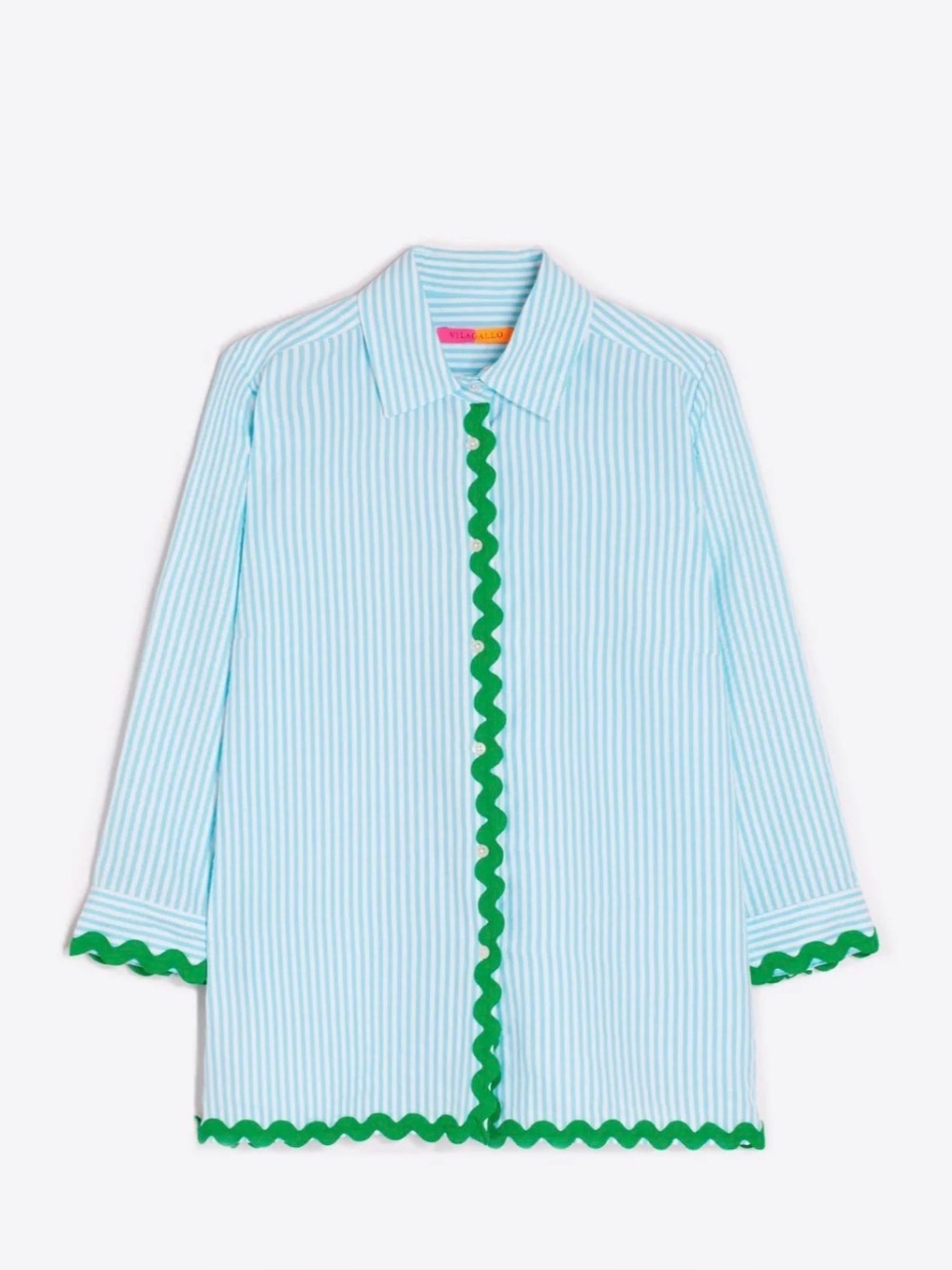 NEW VILAGALLO ALICA 500 RAYAS SHIRT TURQUOISE. Size Small.